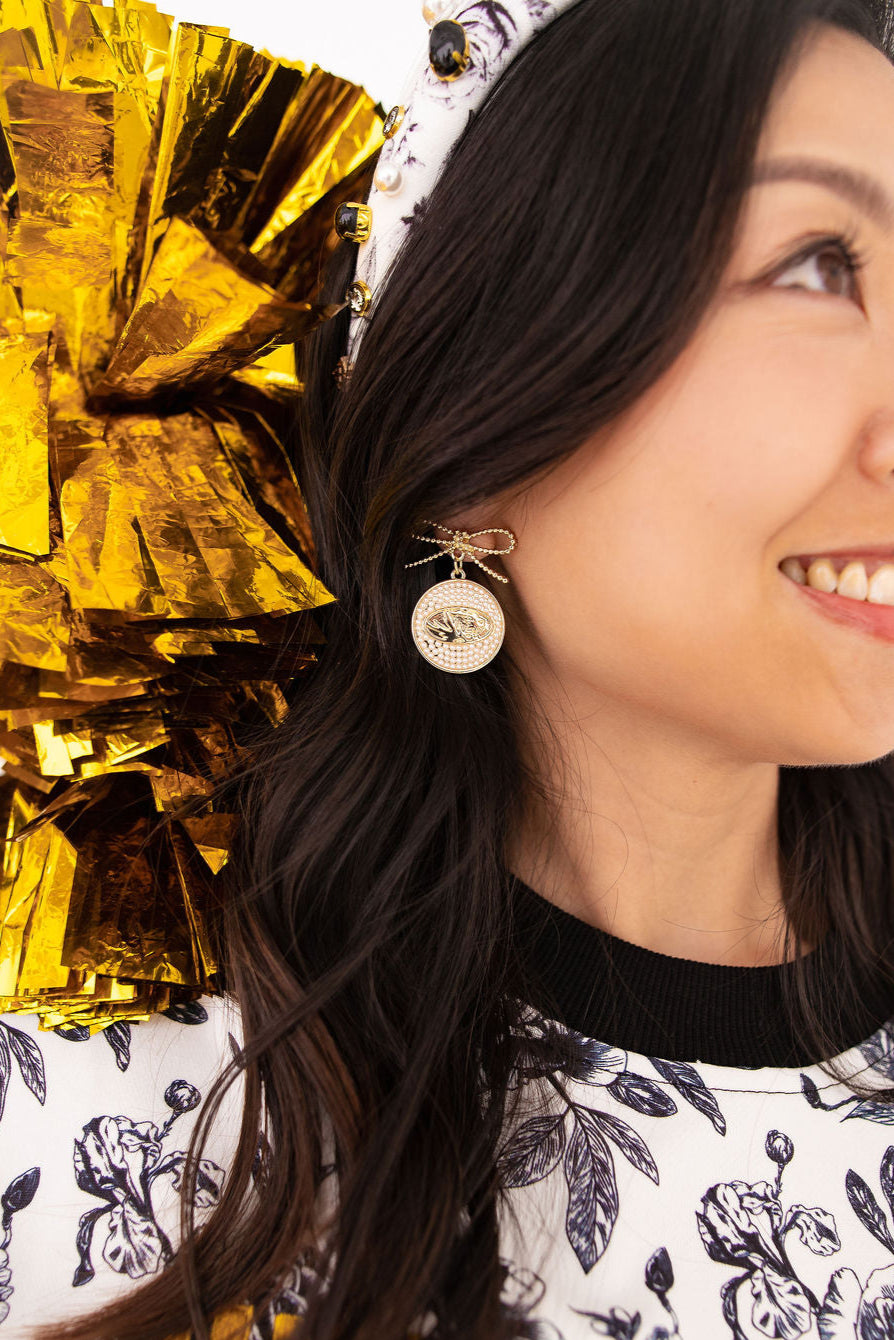Missouri Logo Pearl Medallion Earring