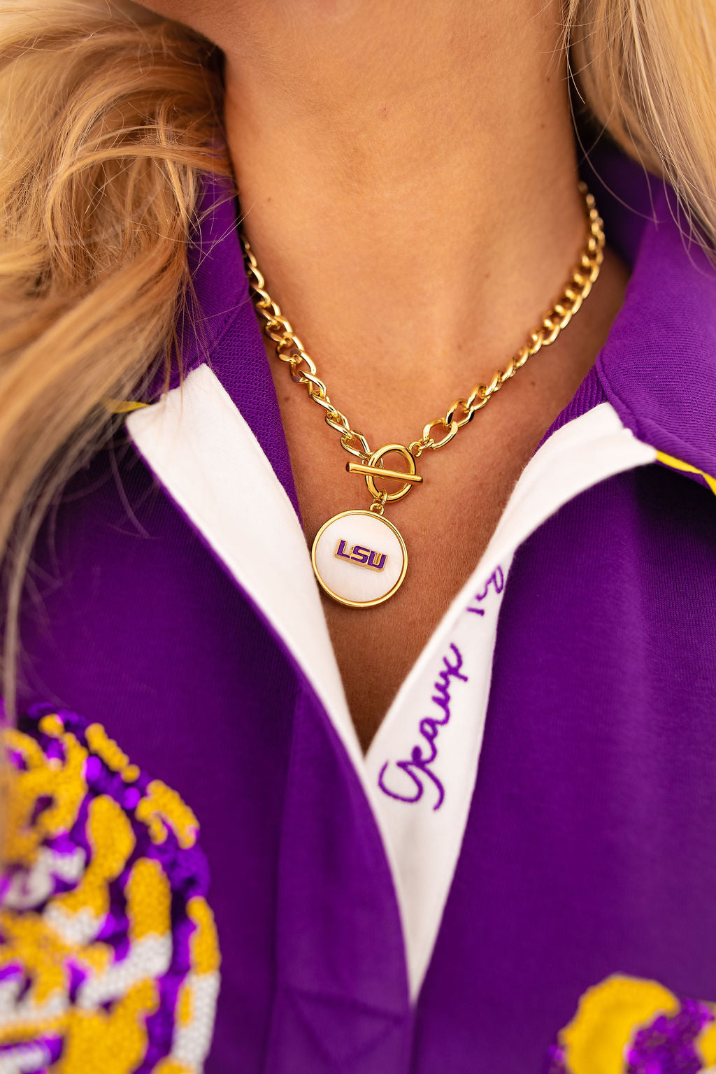 LSU Pearl Pendant Necklace