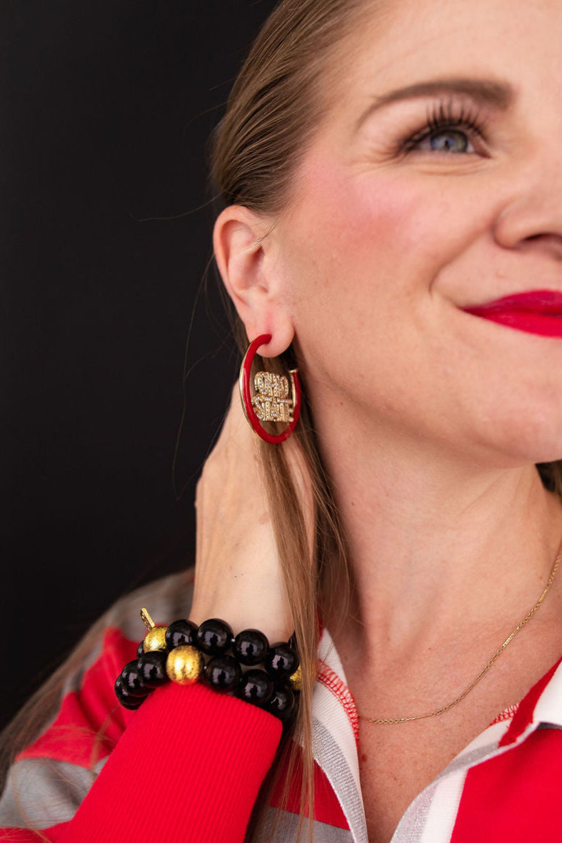 Ohio State Scarlet Pavé Hoop Earrings