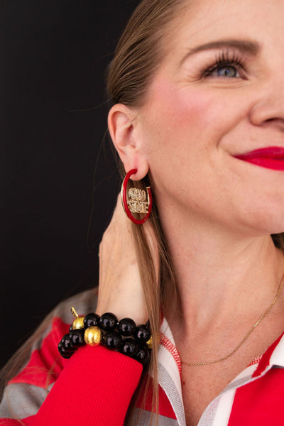 Ohio State Scarlet Pavé Hoop Earrings