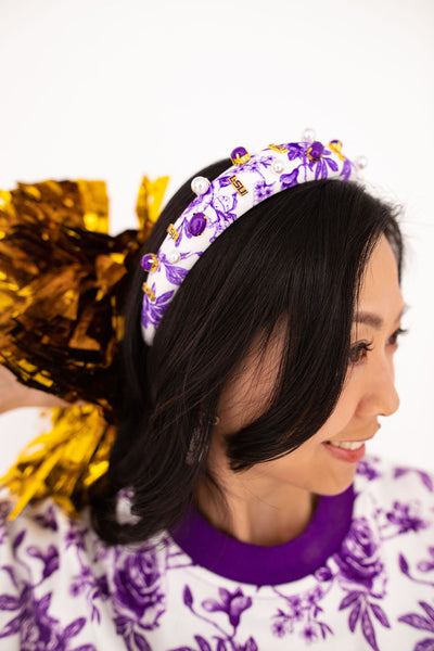 LSU Floral Toile Logo Headband
