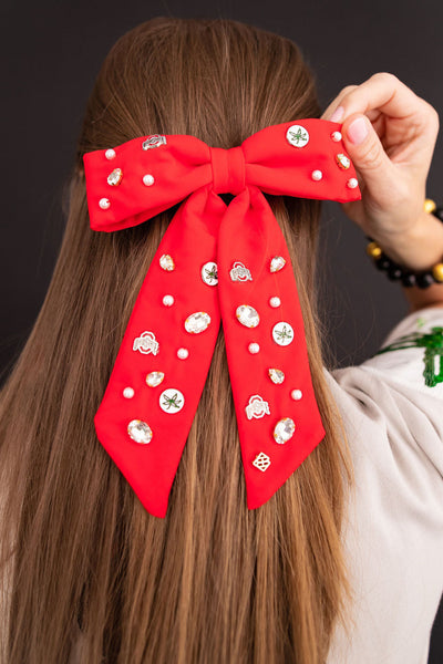 Ohio State Scarlet Bow Barrette
