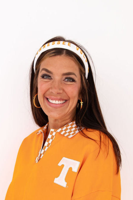 Tennessee White Thin Embroidered Headband