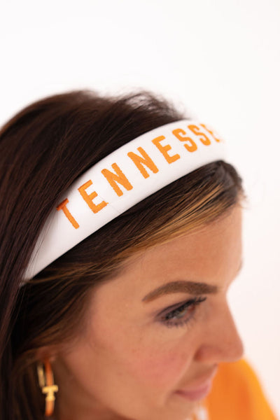 Tennessee White Thin Embroidered Headband