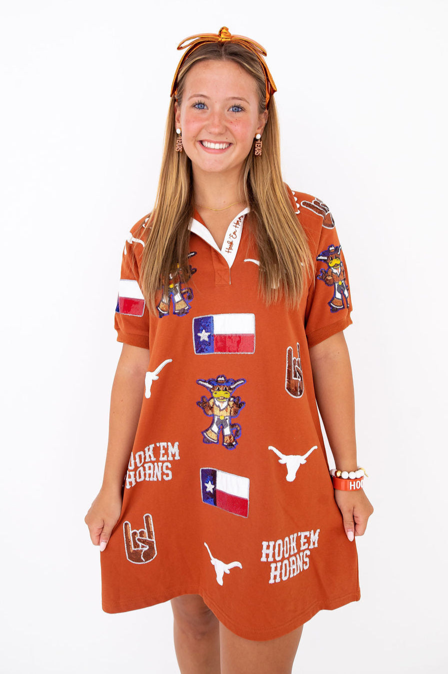 Texas Burnt Orange Thin Embroidered Ribbon Bow Headband