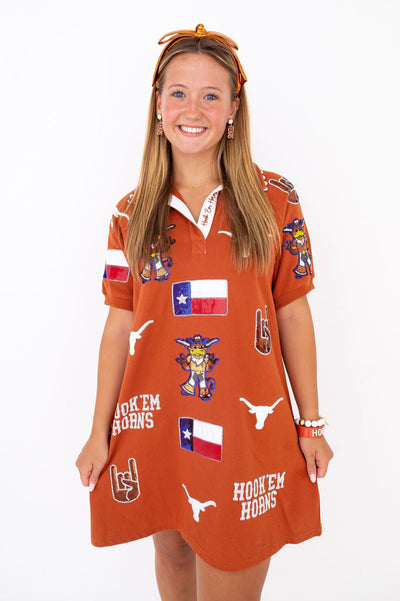 Texas Burnt Orange Thin Embroidered Ribbon Bow Headband