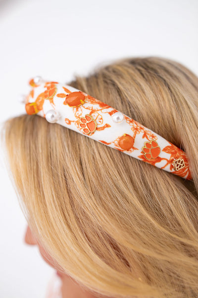 Clemson Floral Toile Logo Headband