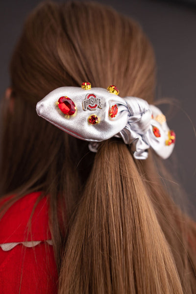Ohio State Silver Logo Bow Scrunchie