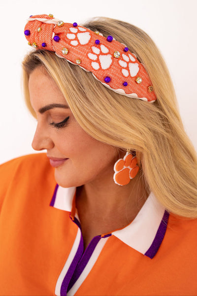 Clemson Adult Size Tigers Cross Stitch Headband