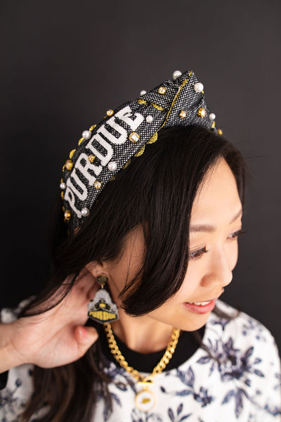 Purdue Adult Size PURDUE Cross Stitch Headband