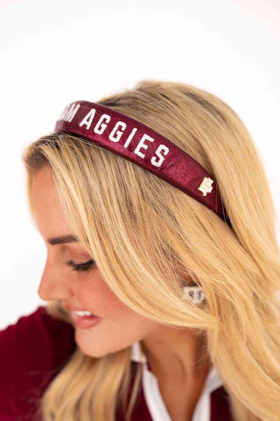 Texas A&M Maroon Thin Embroidered Headband