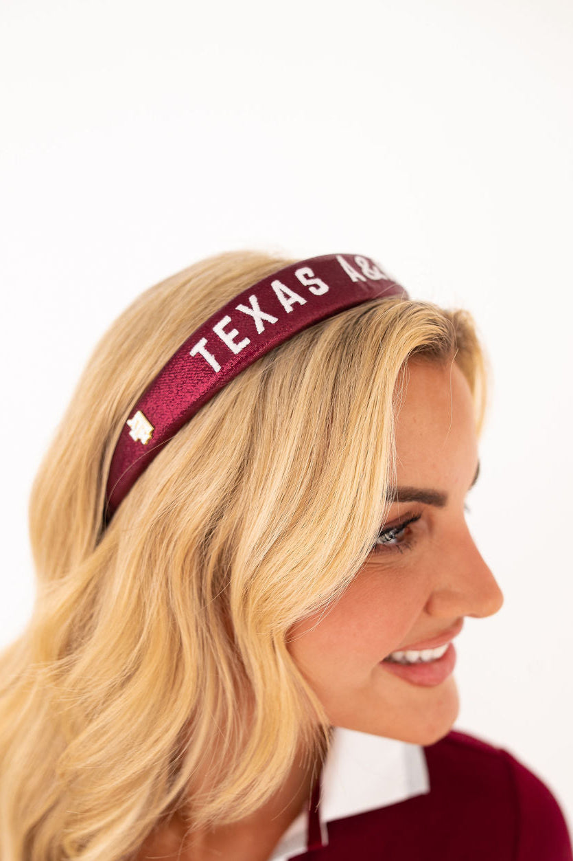 Texas A&M Maroon Thin Embroidered Headband