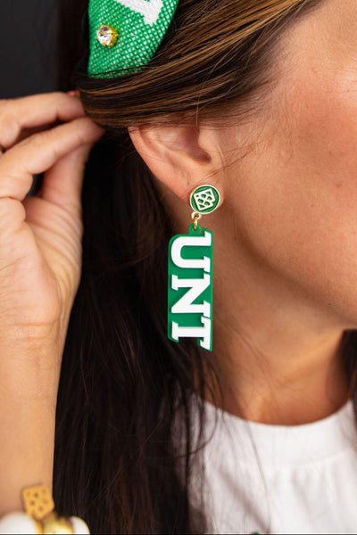 North Texas White UNT Earrings