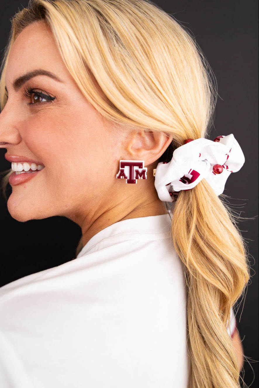 Texas A&M Maroon & White Logo Studs