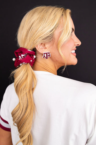 Texas A&M Maroon & White Logo Studs