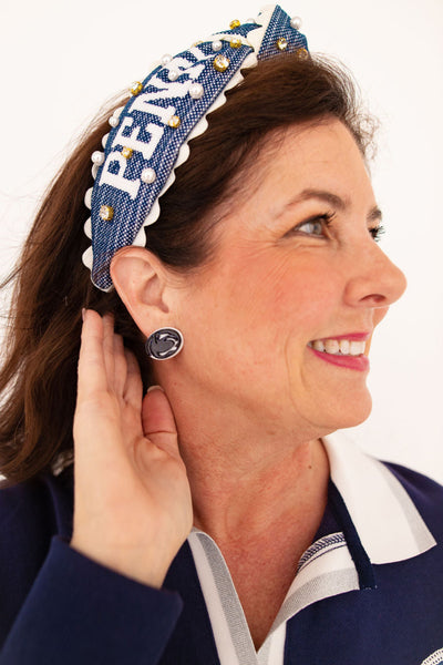 Penn State Navy Glitter Nittany Lion Logo Studs