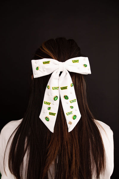 North Texas White Bow Barrette