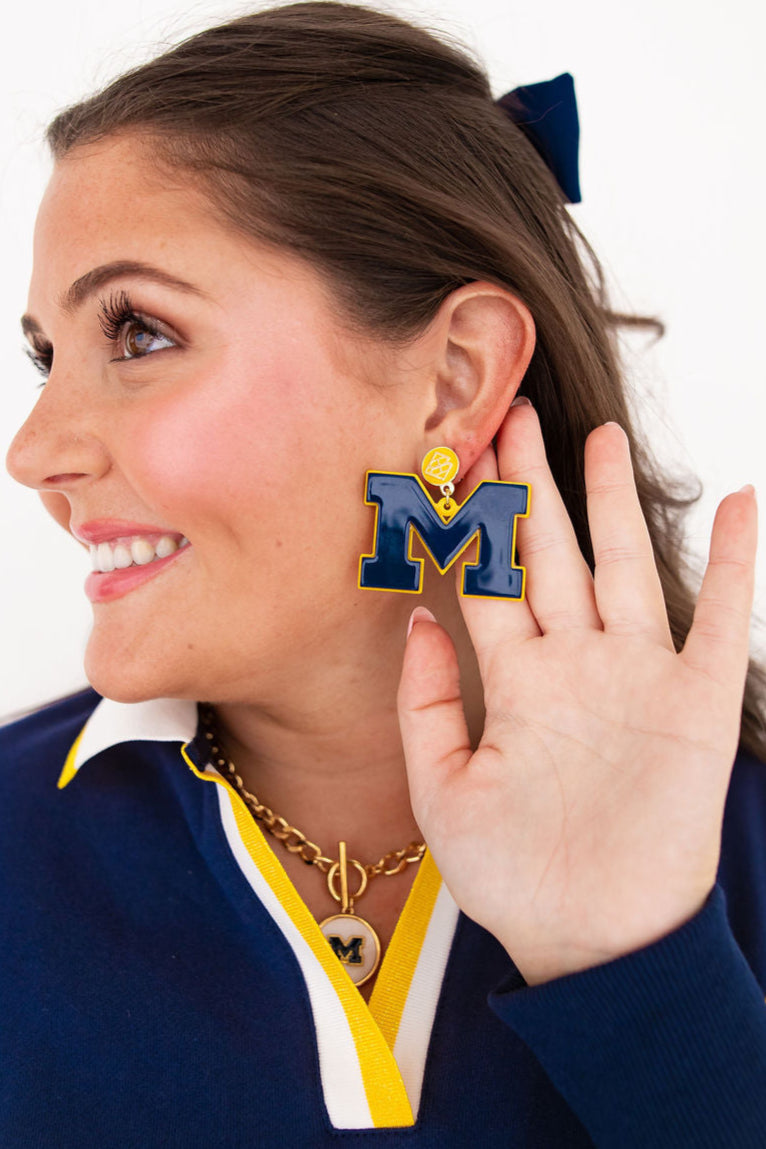 Michigan Blue Logo Earrings