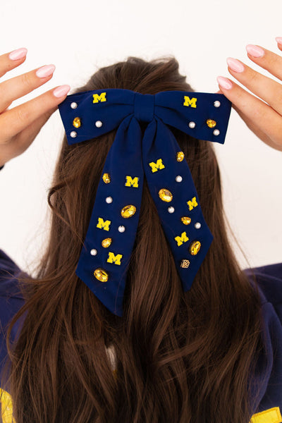 Michigan Navy Bow Barrette