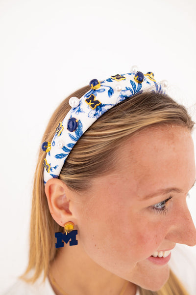 Michigan Floral Toile Logo Headband