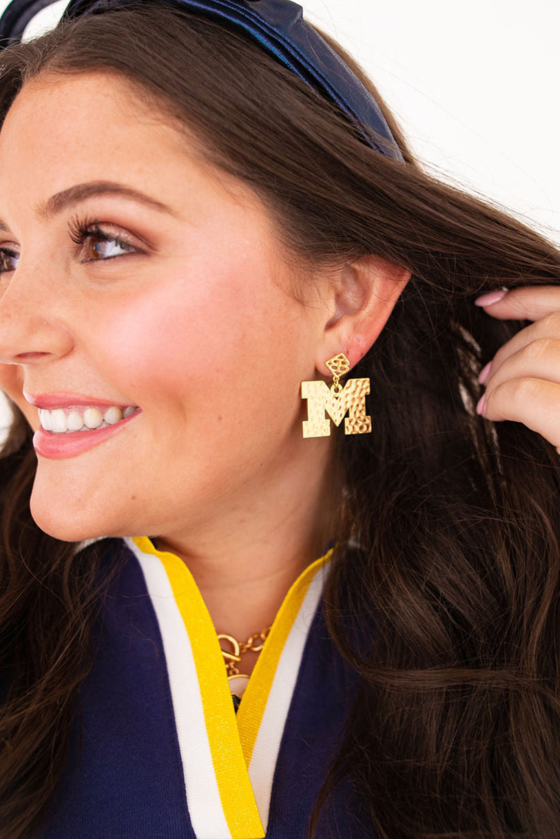 Michigan Gold Logo Earring with BC Logo
