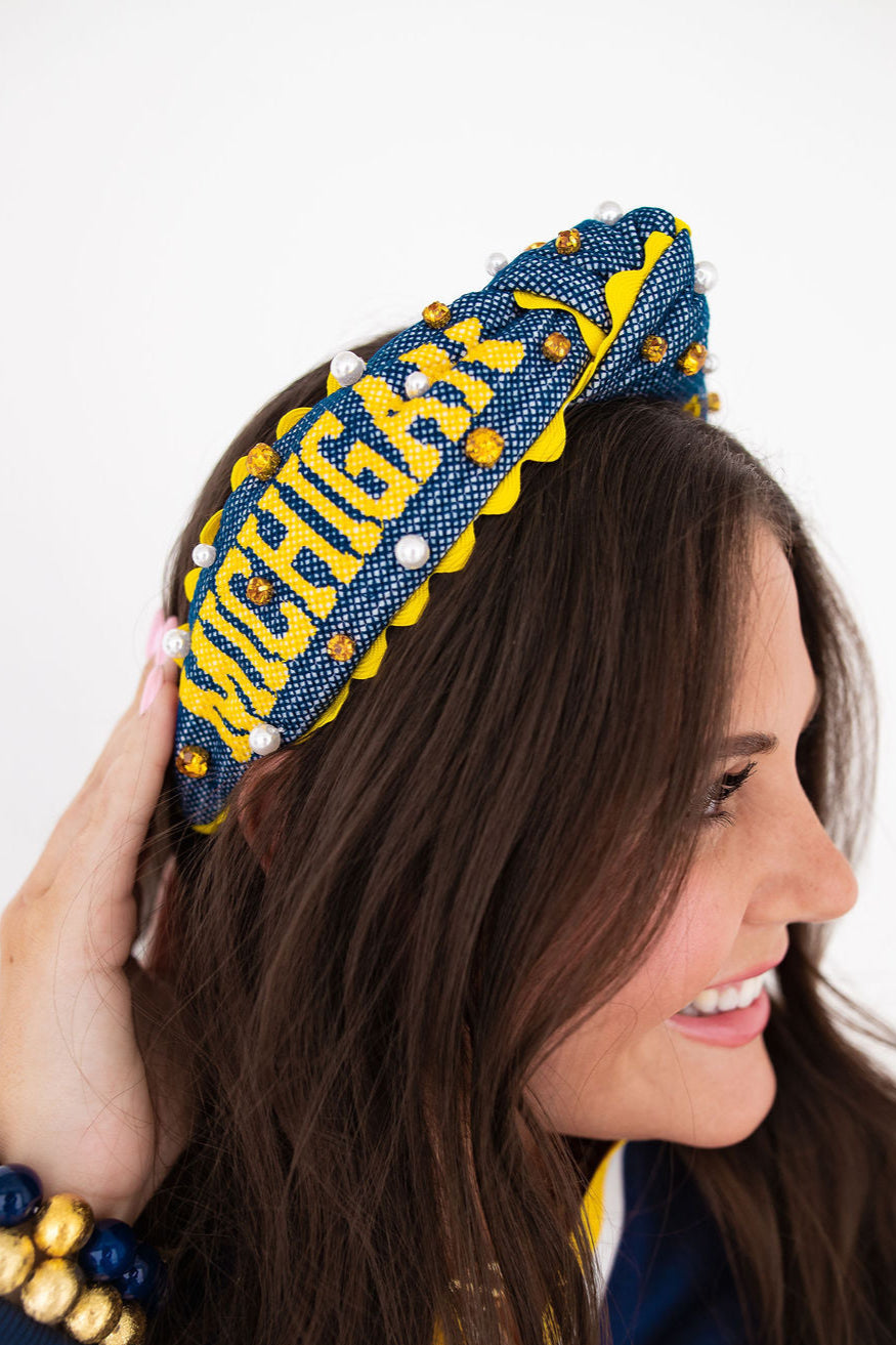 Michigan Adult Size MICHIGAN WOLVERINES Cross Stitch Headband