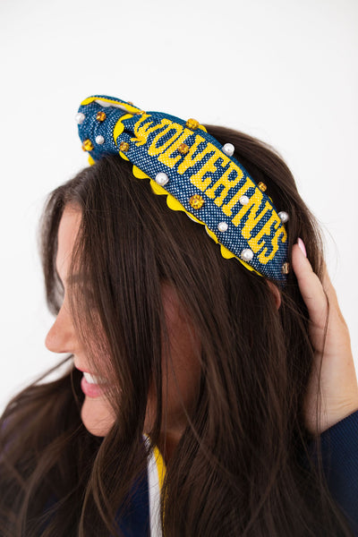 Michigan Adult Size MICHIGAN WOLVERINES Cross Stitch Headband