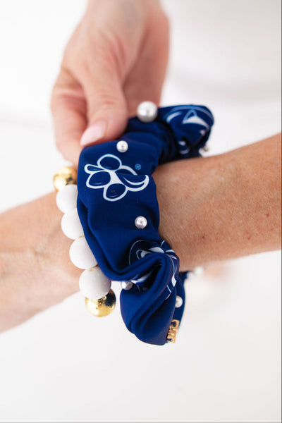 Penn State White and Navy Dual Scrunchies