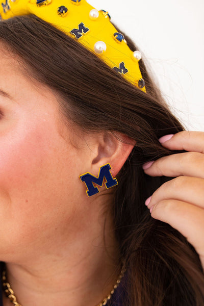 Michigan Blue Stud Earrings
