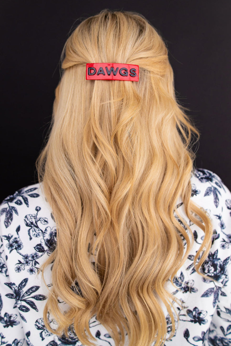 Georgia Red DAWGS Rectangle Barrette Clip