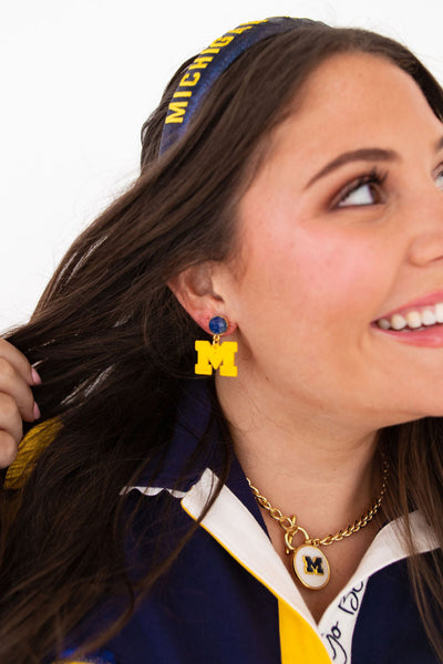 Michigan Mini Maize Logo Earrings