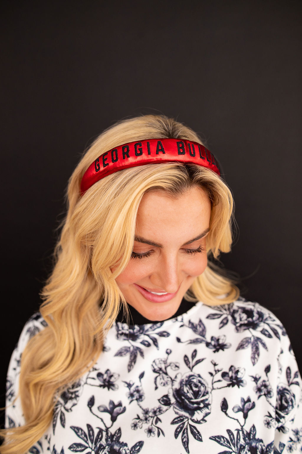 Georgia Red Thin Embroidered Headband
