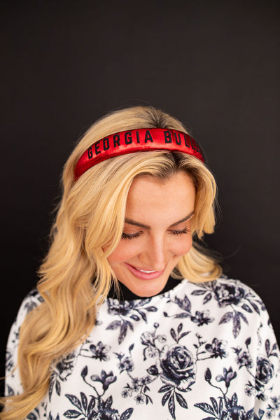 Georgia Red Thin Embroidered Headband