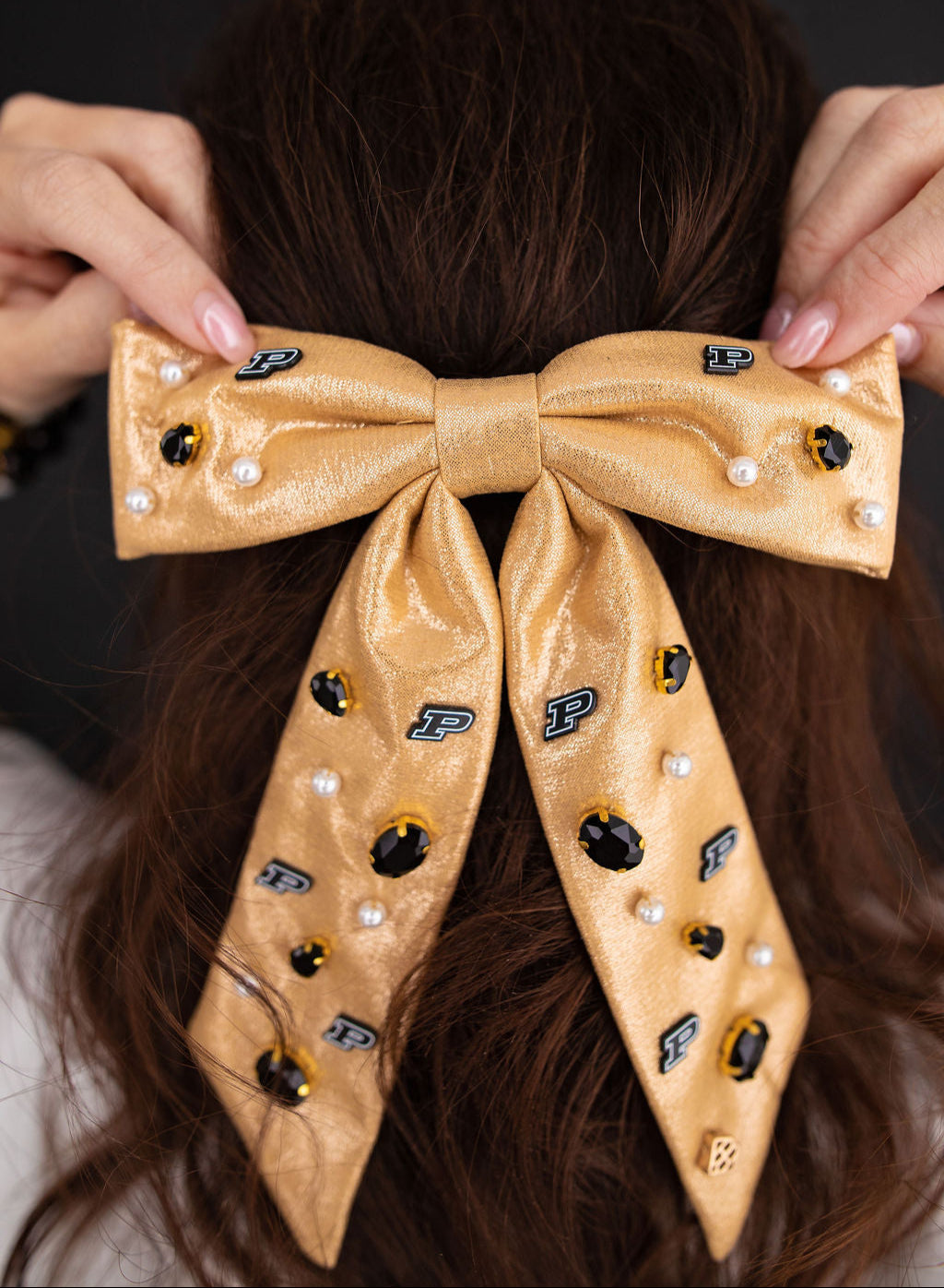 Purdue Gold Logo Bow Barrette