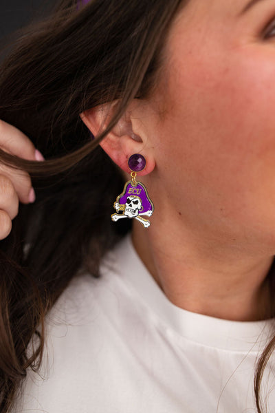 East Carolina Mini Pirates Logo Earrings