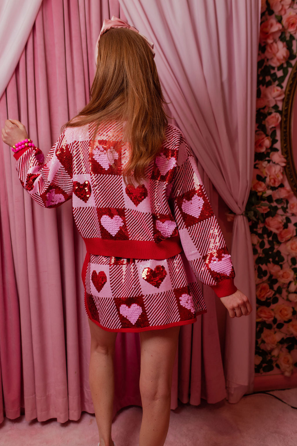 Sequin Hearts Plaid Sweater PRE-ORDER (Est Ship 1/7)