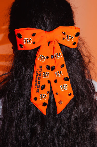 Cincinnati Bengals Orange Bow Barrette