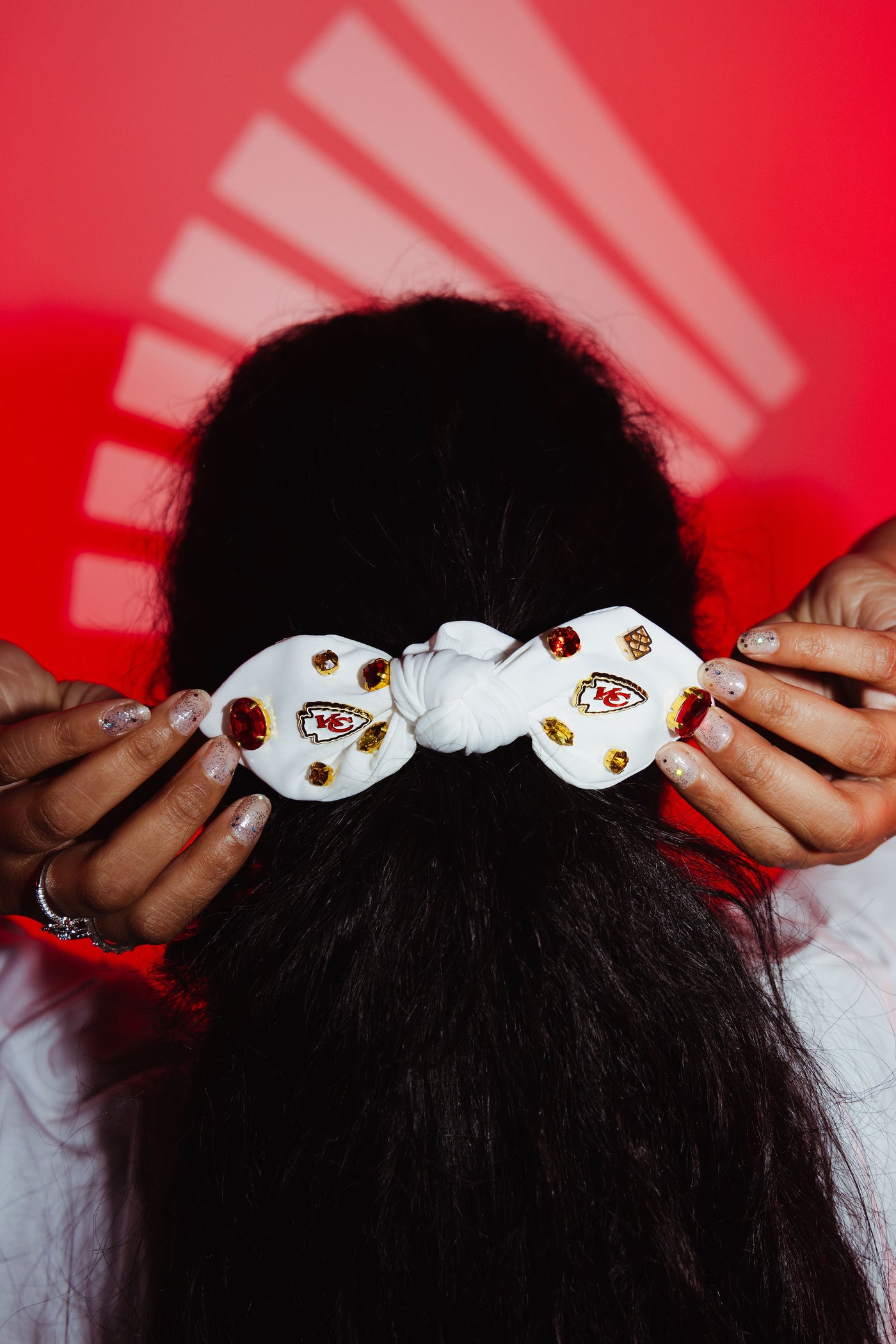 Kansas City Chiefs White Logo Bow Scrunchie