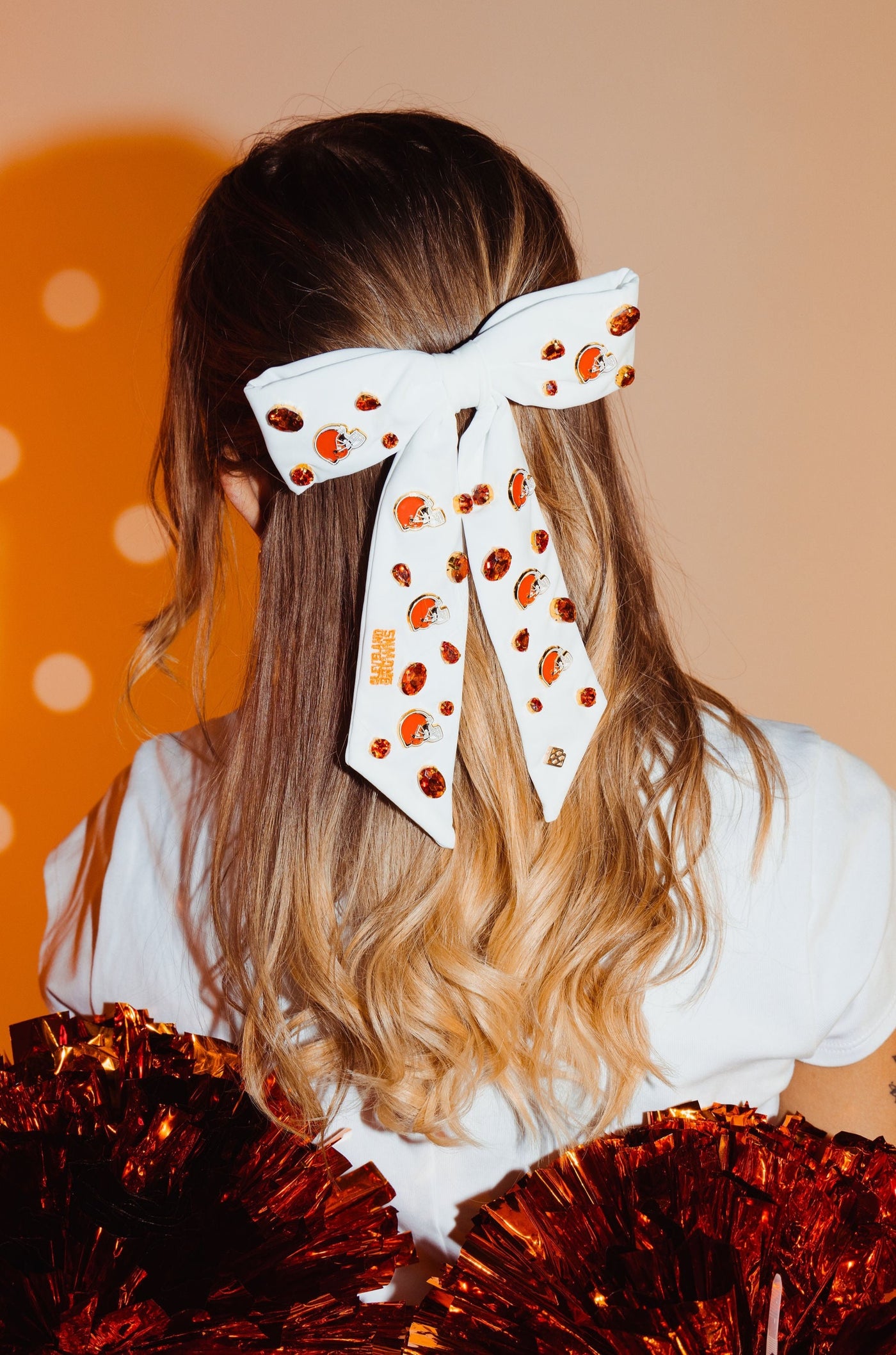 Cleveland Browns White Bow Barrette