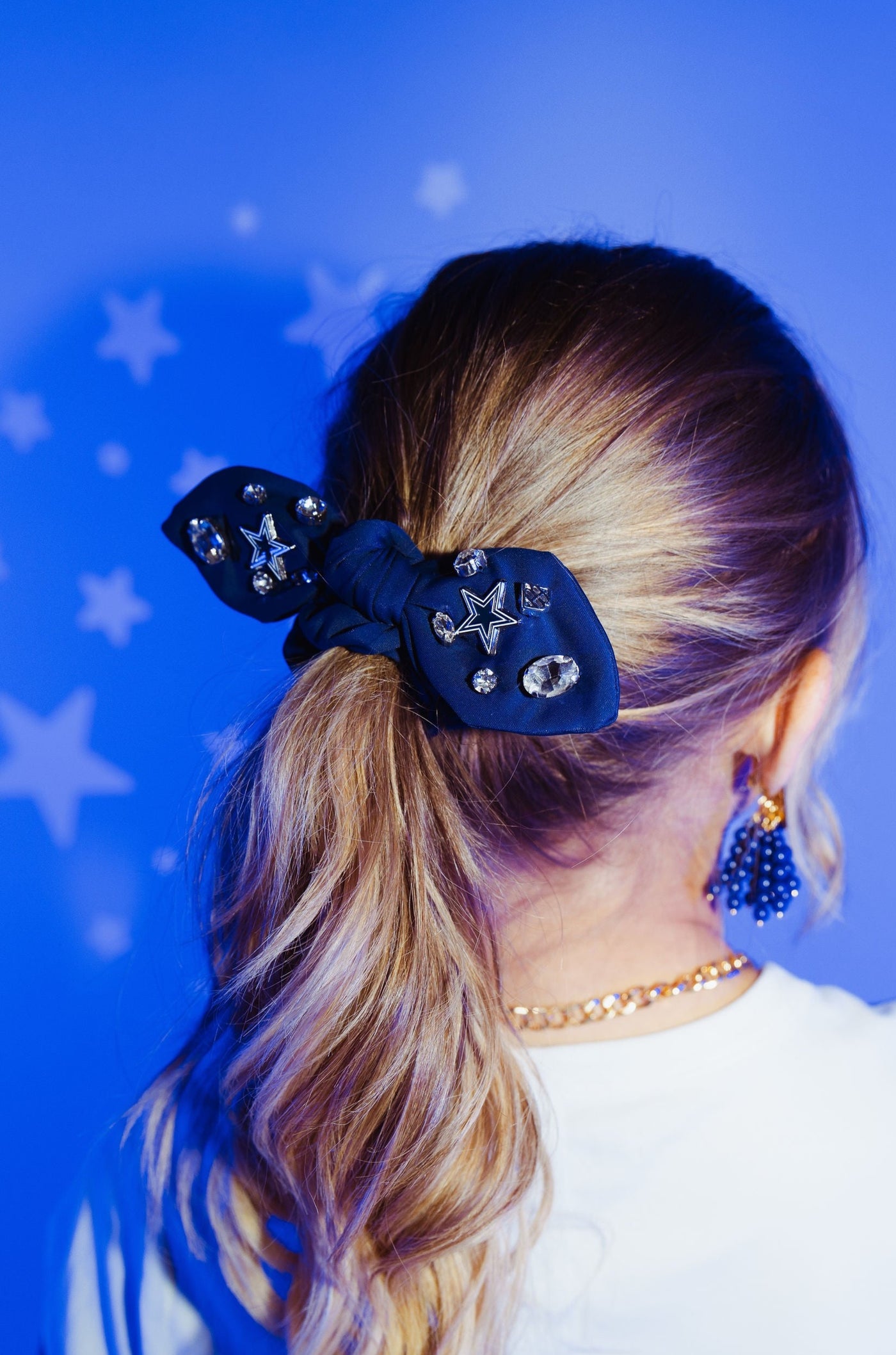 Dallas Cowboys Navy Logo Bow Scrunchie