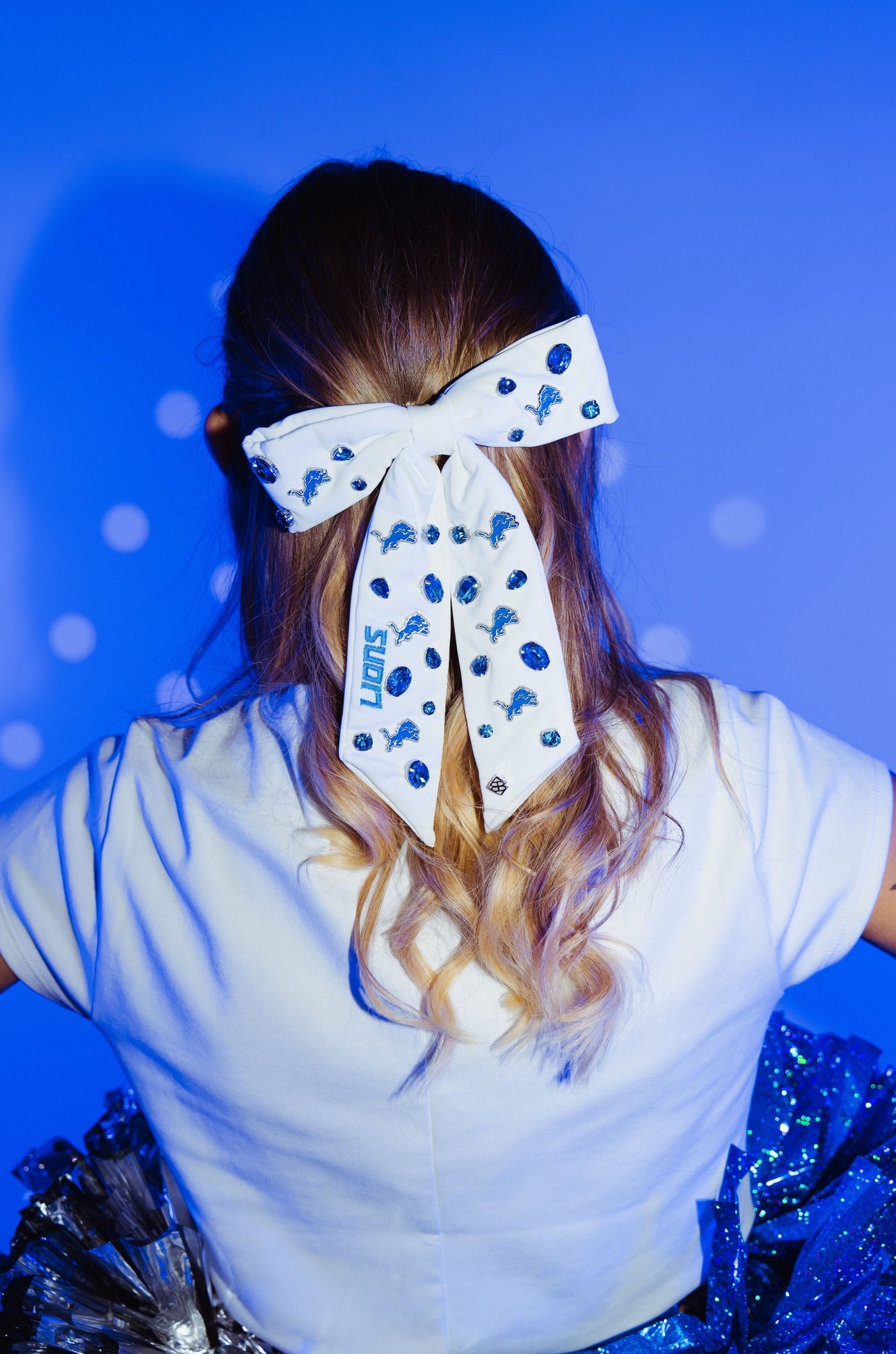 Detroit Lions White Bow Barrette