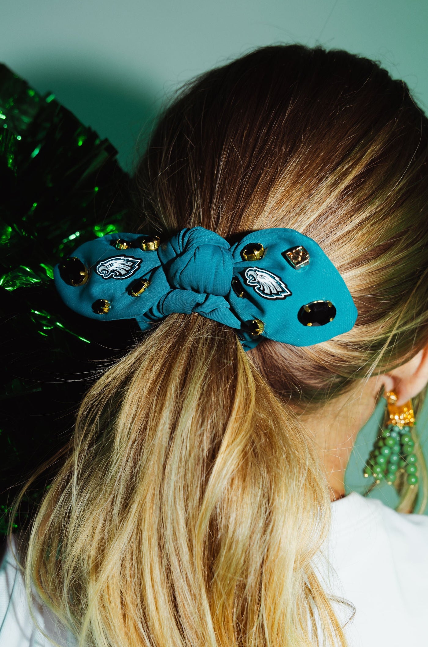 Philadelphia Eagles Green Logo Bow Scrunchie