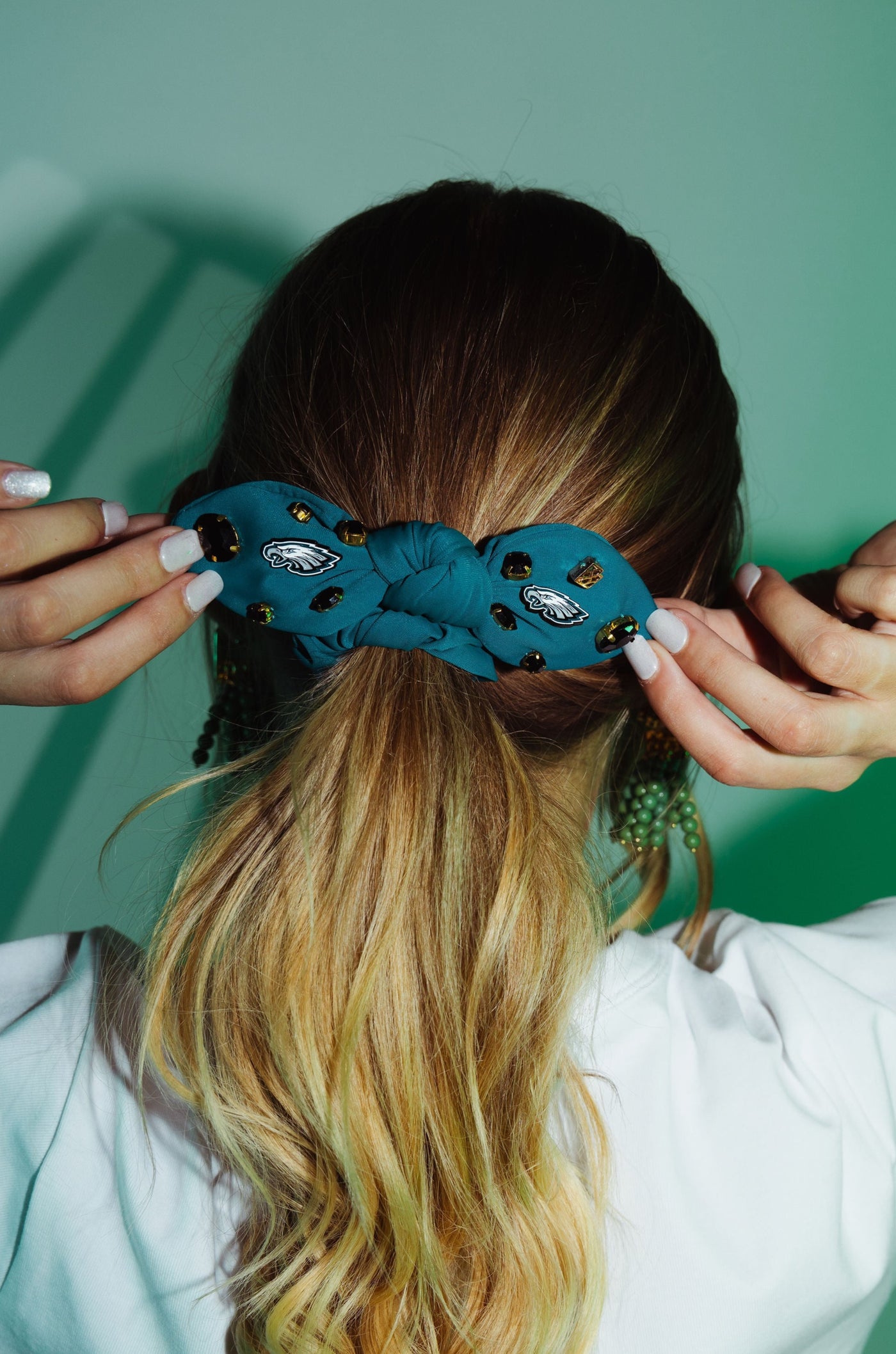 Philadelphia Eagles Green Logo Bow Scrunchie