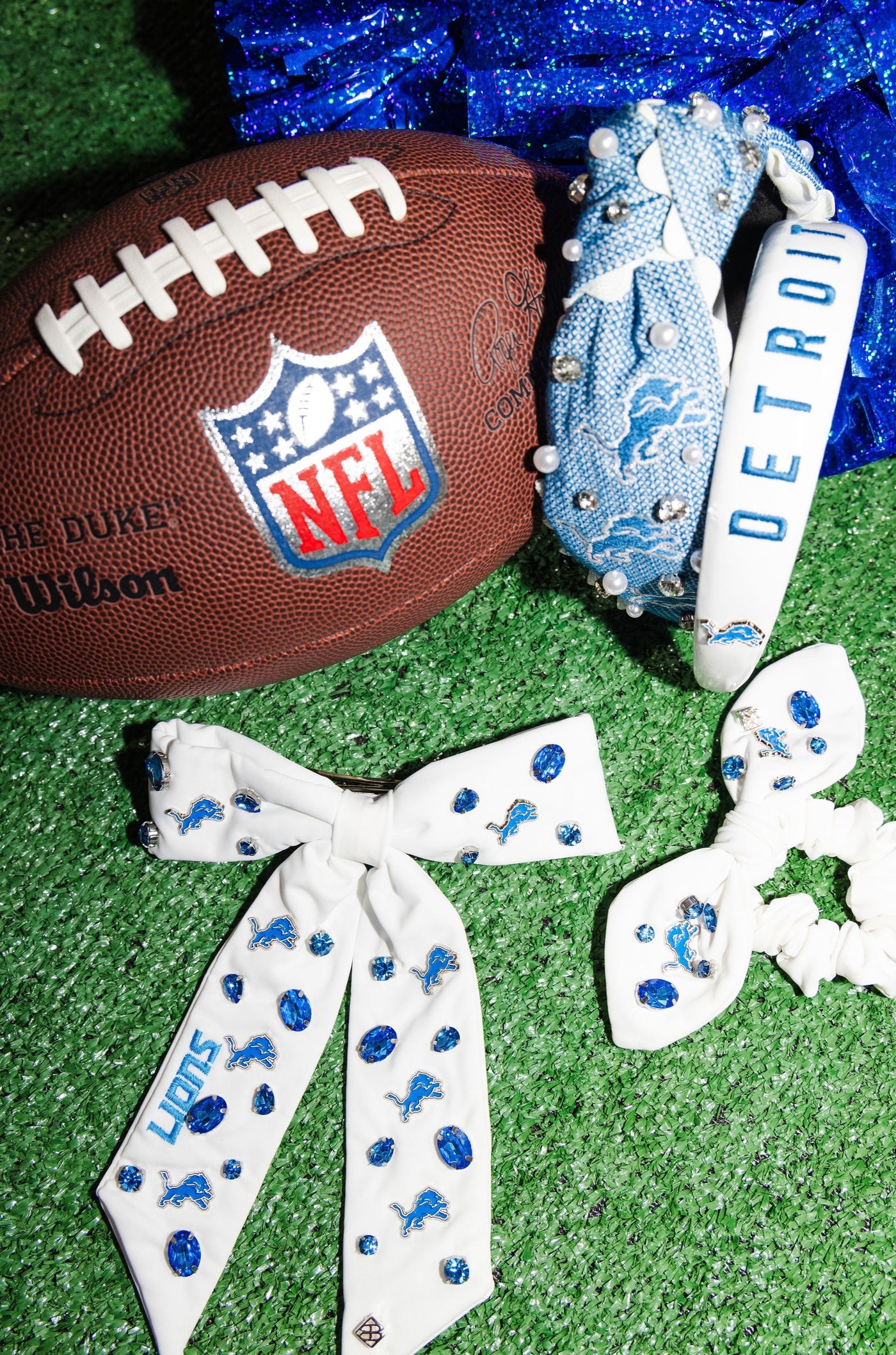 Detroit Lions White Bow Barrette