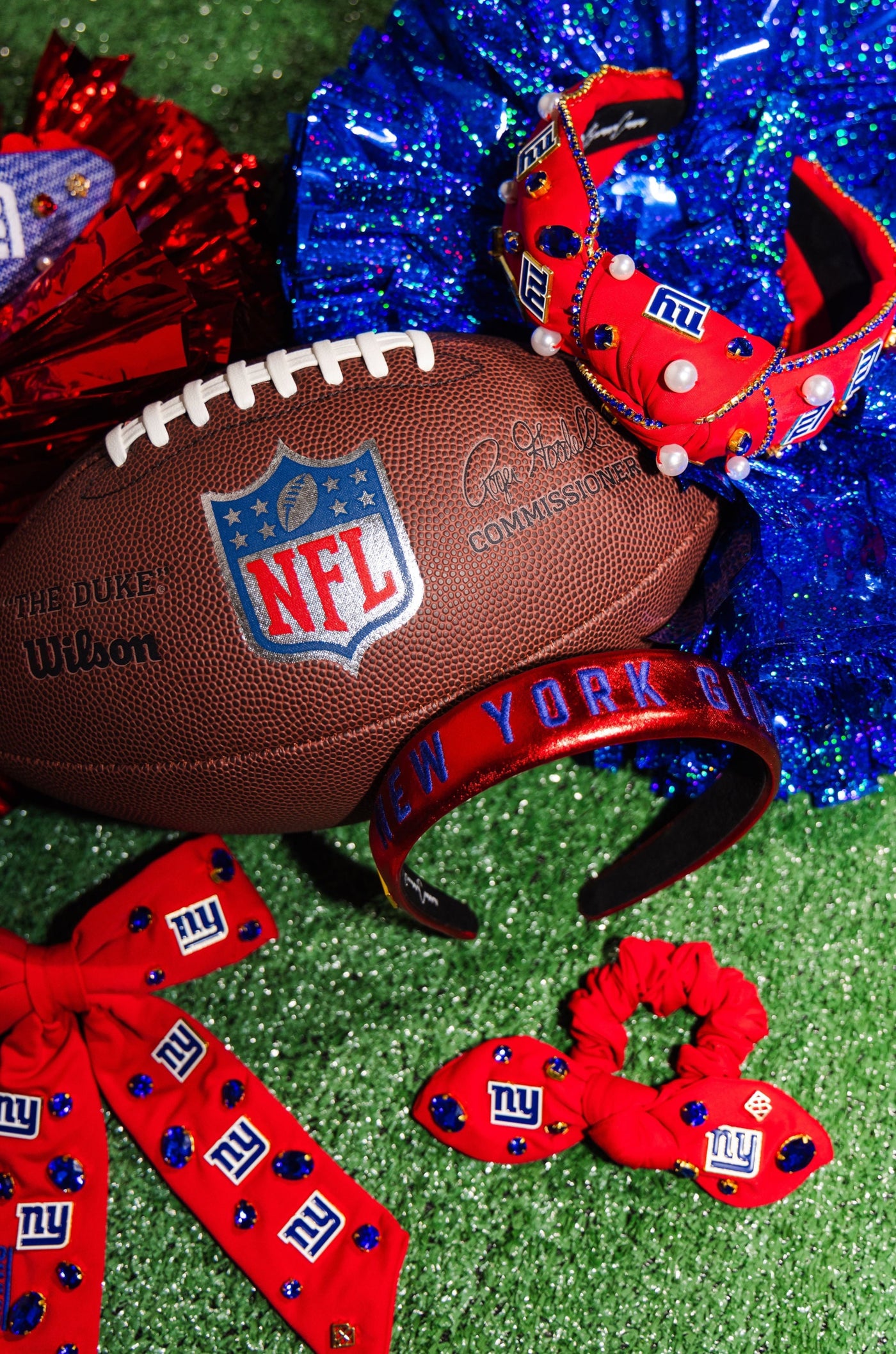 New York Giants Red Logo Bow Scrunchie