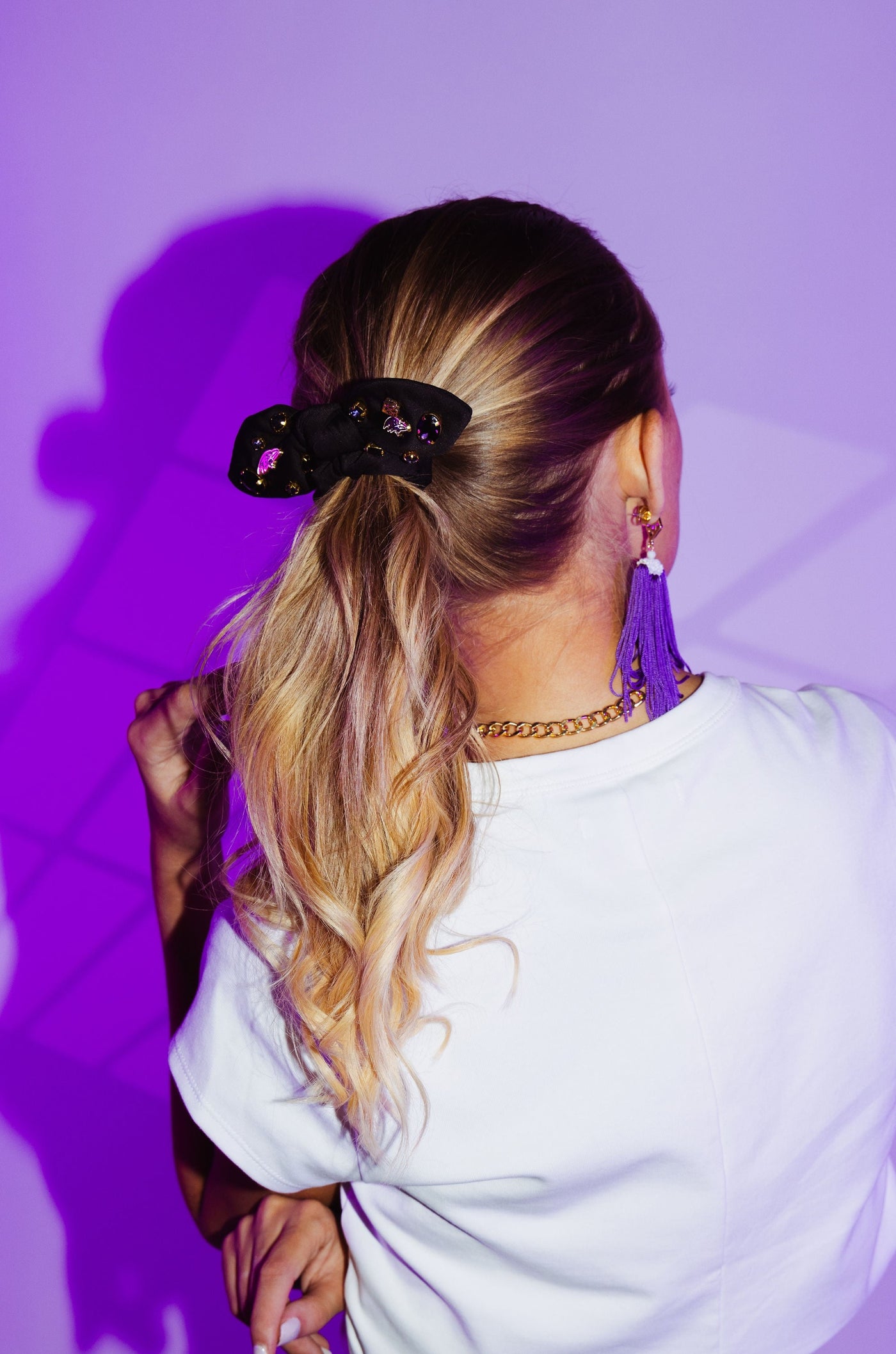 Baltimore Ravens Black Logo Bow Scrunchie