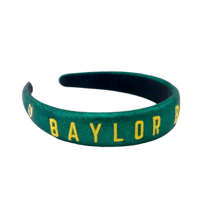 Baylor Green Thin Embroidered Headband