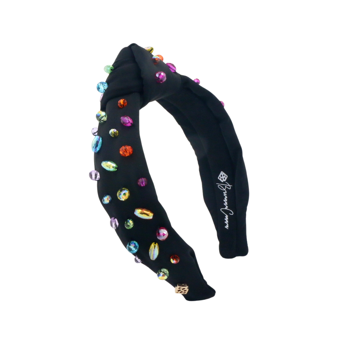 Child Size Black Headband with Rainbow Beads