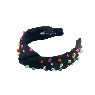 Child Size Black Headband with Rainbow Beads