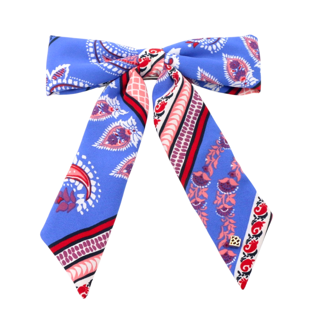 NEW BRIANNA CANNON women\'s bandana bow barrette in blue Bandana Bravado - blue - Paparazzi hair clip – JewelryBlingThing main image 3